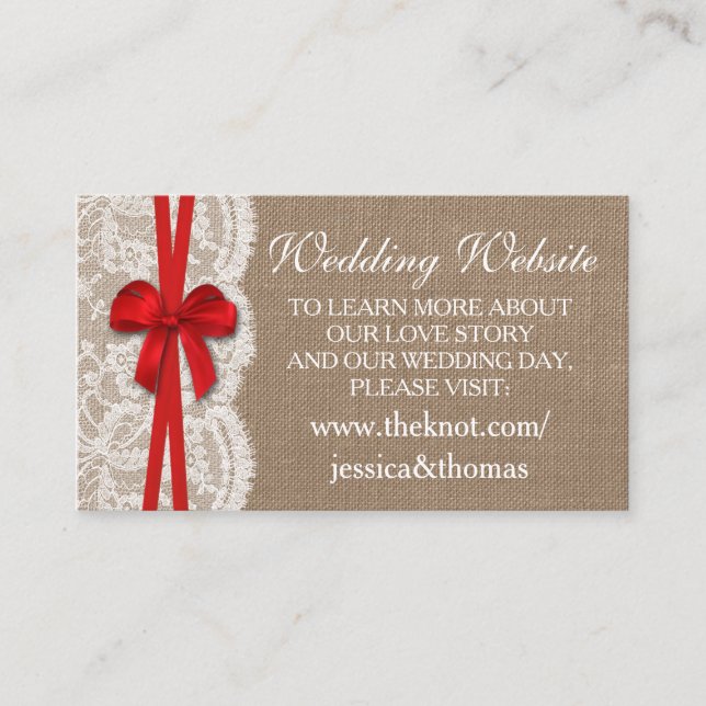 The Rustic Red Bow Wedding Collection Website Card (Front)