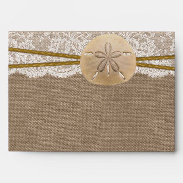 The Rustic Sand Dollar Beach Wedding Collection Envelope (Front)