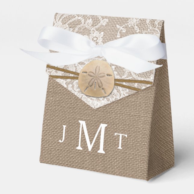 The Rustic Sand Dollar Beach Wedding Collection Favour Box (Front Side)