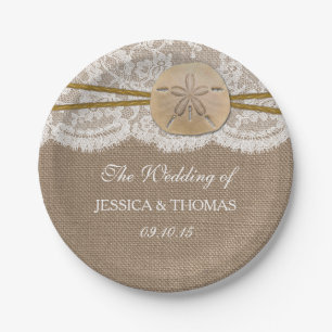 The Rustic Sand Dollar Beach Wedding Collection Paper Plate