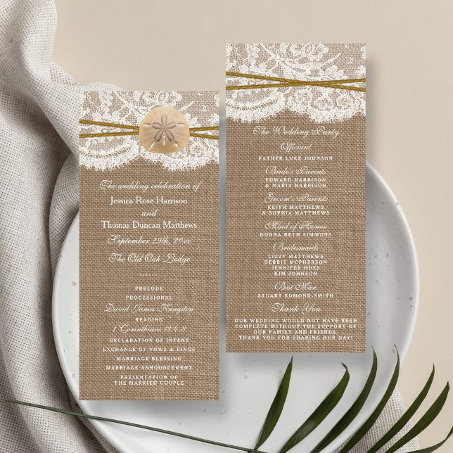 The Rustic Sand Dollar Wedding Collection Programs Rack Card (Creator Uploaded)