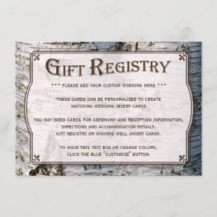 The Rustic Silver Birch Tree Wedding Collection Enclosure Card