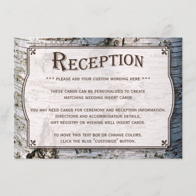 The Rustic Silver Birch Tree Wedding Collection Enclosure Card (Front)