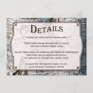 The Rustic Silver Birch Tree Wedding Collection Enclosure Card
