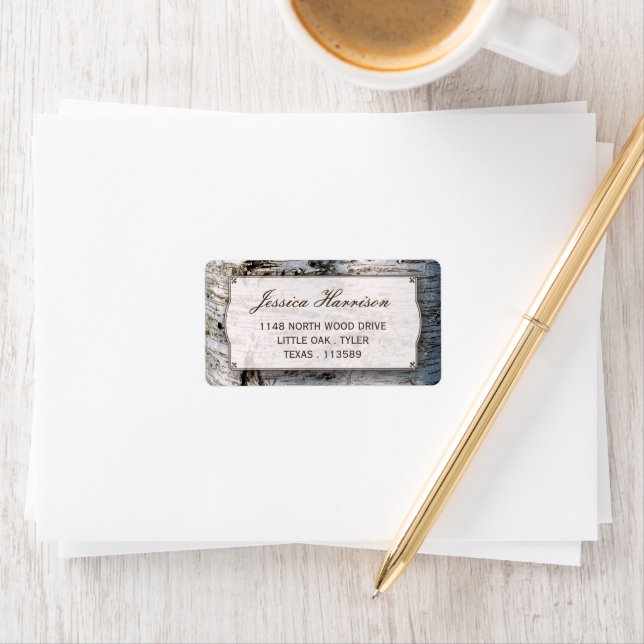 The Rustic Silver Birch Tree Wedding Collection Label (Insitu)