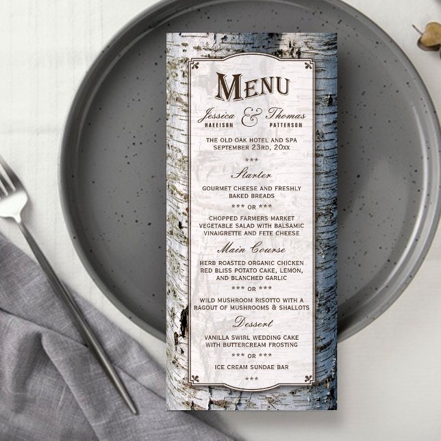The Rustic Silver Birch Tree Wedding Collection Menu (Creator Uploaded)