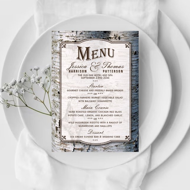 The Rustic Silver Birch Tree Wedding Collection Menu (Creator Uploaded)