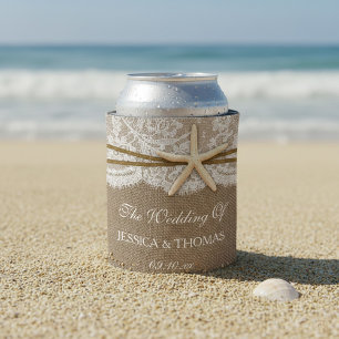The Rustic Starfish Beach Wedding Collection Can Cooler