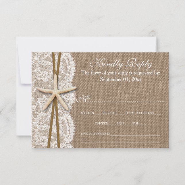 The Rustic Starfish Wedding Collection RSVP (Front)