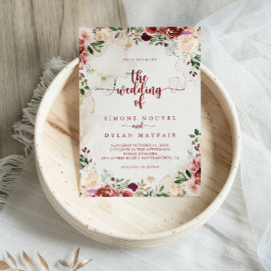 The Rustic Summer Floral Calligraphy Wedding Of  Invitation