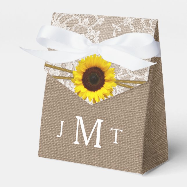 The Rustic Sunflower Wedding Collection Favour Box (Front Side)