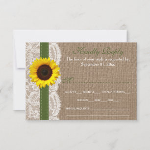 The Rustic Sunflower Wedding Collection - Green RSVP Card