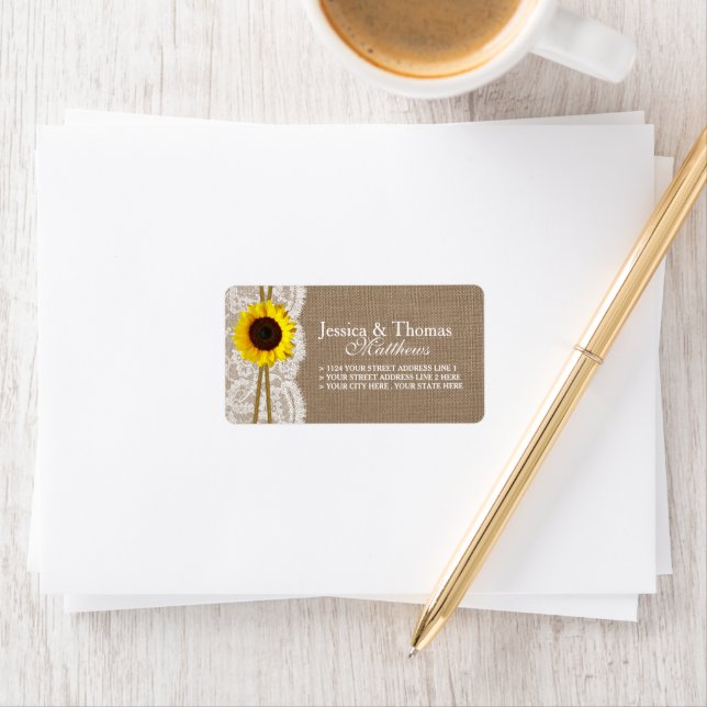 The Rustic Sunflower Wedding Collection Label (Insitu)