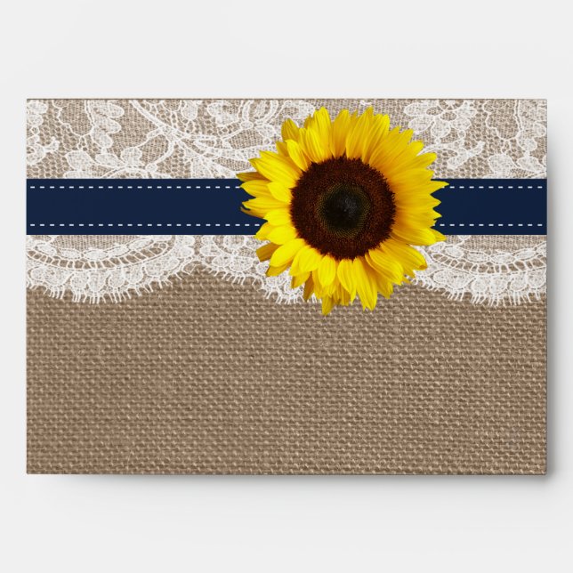 The Rustic Sunflower Wedding Collection - Navy Envelopes (Front)