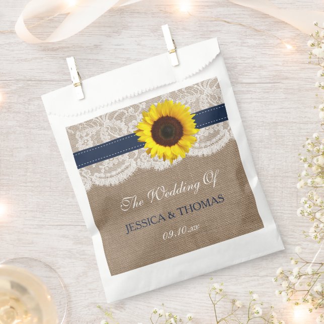 The Rustic Sunflower Wedding Collection - Navy Favour Bags (Clipped)