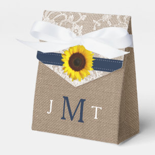 The Rustic Sunflower Wedding Collection - Navy Favour Box