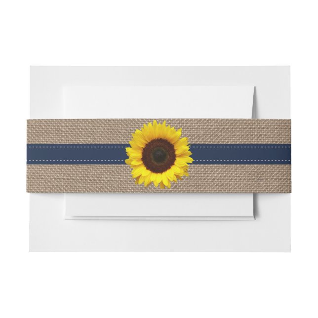 The Rustic Sunflower Wedding Collection - Navy Invitation Belly Band (Front Example)