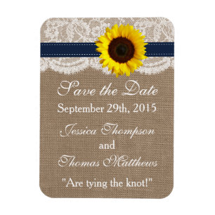The Rustic Sunflower Wedding Collection - Navy Magnet
