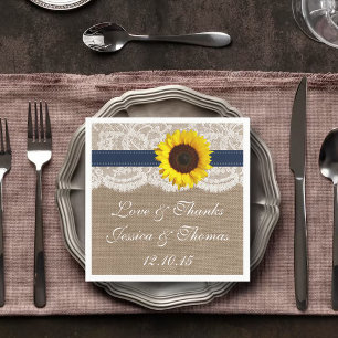 The Rustic Sunflower Wedding Collection - Navy Napkin