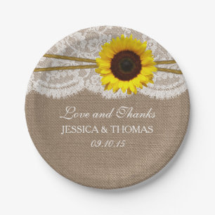The Rustic Sunflower Wedding Collection Paper Plate
