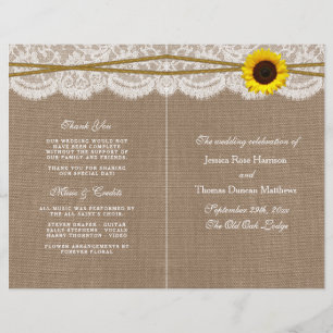 The Rustic Sunflower Wedding Collection Programs