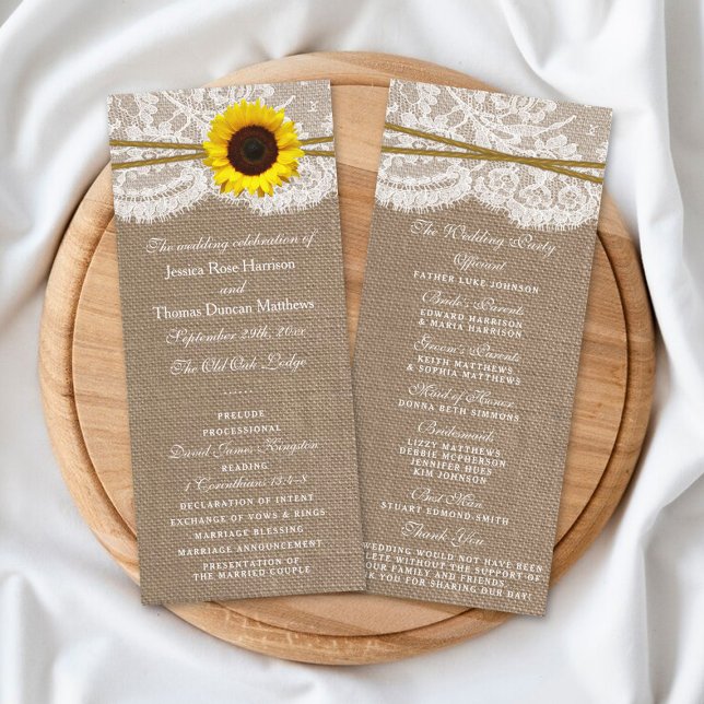 The Rustic Sunflower Wedding Collection Programs Programme (Creator Uploaded)