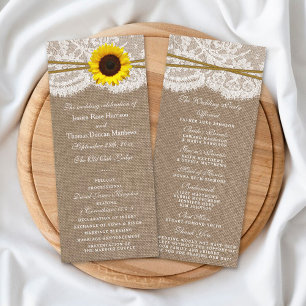 The Rustic Sunflower Wedding Collection Programs Rack Card