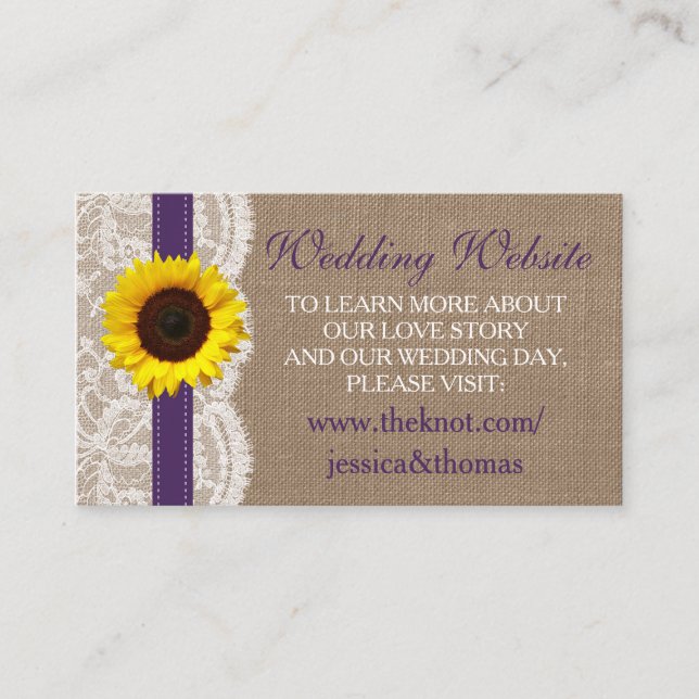 The Rustic Sunflower Wedding Collection - Purple Enclosure Card (Front)