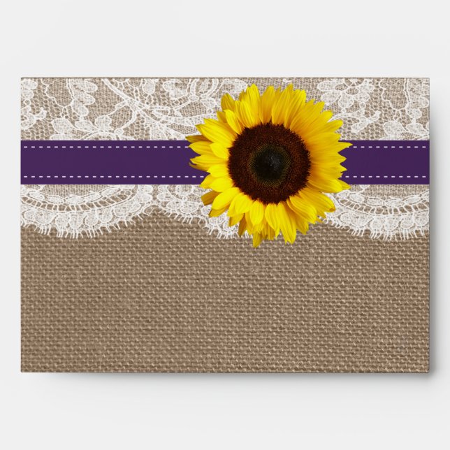 The Rustic Sunflower Wedding Collection - Purple Envelopes (Front)