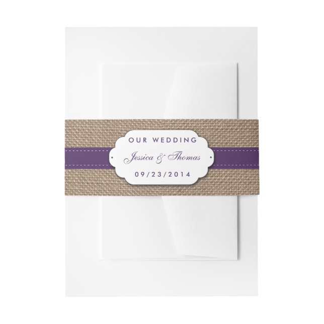 The Rustic Sunflower Wedding Collection - Purple Invitation Belly Band (Front Example)