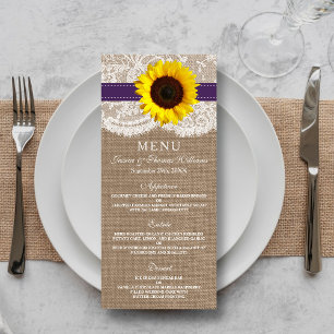 The Rustic Sunflower Wedding Collection - Purple Menu