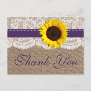 The Rustic Sunflower Wedding Collection - Purple Postcard