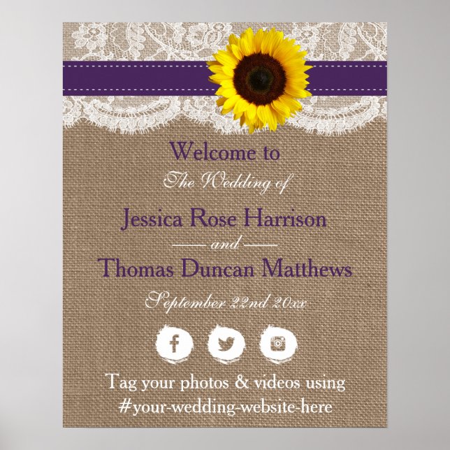 The Rustic Sunflower Wedding Collection - Purple Poster (Front)