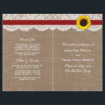 The Rustic Sunflower Wedding Collection - Red<br><div class="desc">The rustic sunflower collection is a stunning design featuring a lovely rustic burlap effect background with a romantic vintage white lace effect trim finished with a stunning sunflower and red ribbon. These programs can be personalised for your special occasion and would make the perfect template for weddings, bridal showers, engagement...</div>