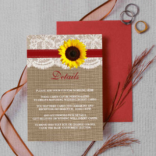 The Rustic Sunflower Wedding Collection - Red Enclosure Card
