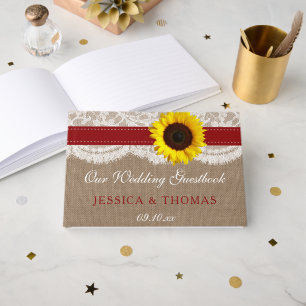The Rustic Sunflower Wedding Collection - Red Guest Book