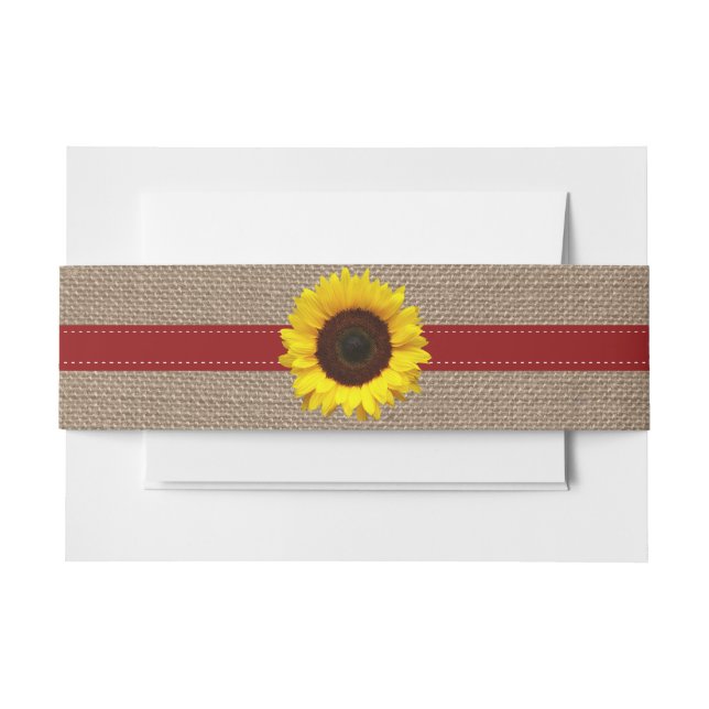 The Rustic Sunflower Wedding Collection - Red Invitation Belly Band (Front Example)