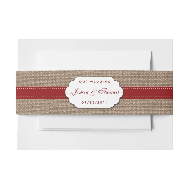 The Rustic Sunflower Wedding Collection - Red Invitation Belly Band (Front Example)