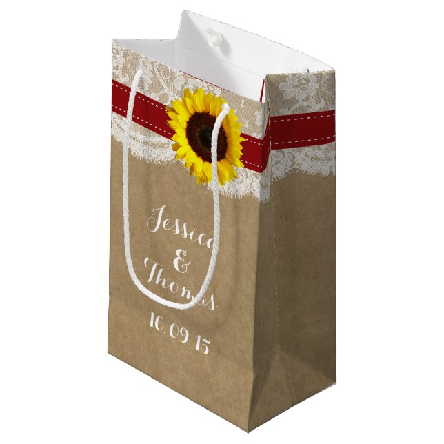 The Rustic Sunflower Wedding Collection - Red Small Gift Bag (Front Angled)