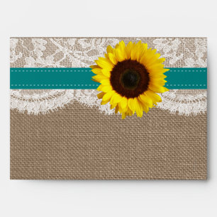 The Rustic Sunflower Wedding Collection - Teal Envelopes