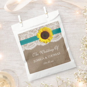 The Rustic Sunflower Wedding Collection - Teal Favour Bags