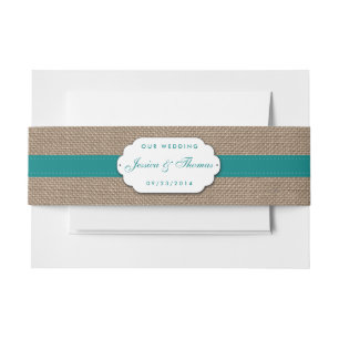 The Rustic Sunflower Wedding Collection - Teal Invitation Belly Band