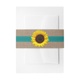The Rustic Sunflower Wedding Collection - Teal Invitation Belly Band