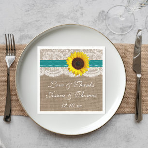 The Rustic Sunflower Wedding Collection - Teal Napkin
