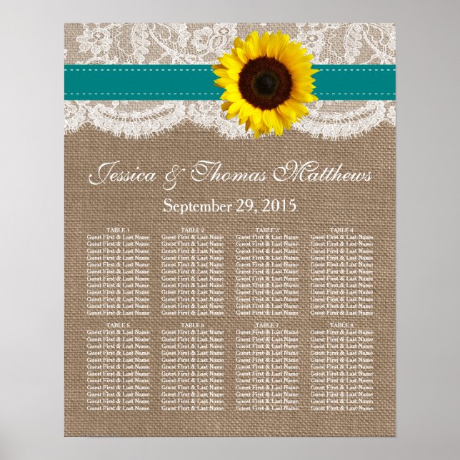 The Rustic Sunflower Wedding Collection - Teal Poster (Front)