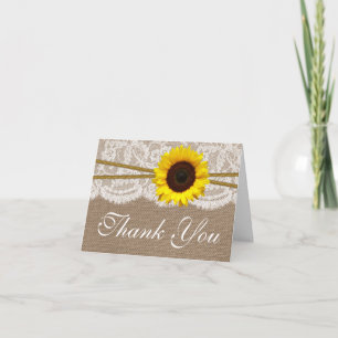 The Rustic Sunflower Wedding Collection Thank You Card