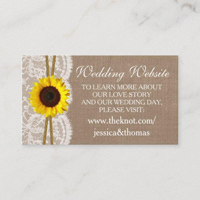 The Rustic Sunflower Wedding Collection Website Enclosure Card (Front)