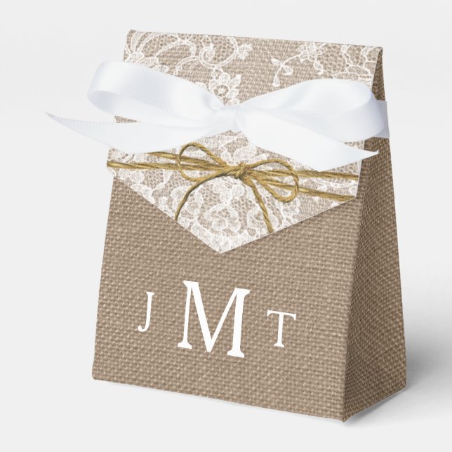 The Rustic Twine Bow Wedding Collection Favour Box (Front Side)