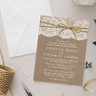 The Rustic Twine Bow Wedding Collection Invitation