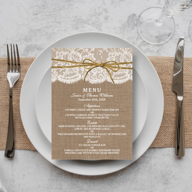 The Rustic Twine Bow Wedding Collection - Menu (Creator Uploaded)